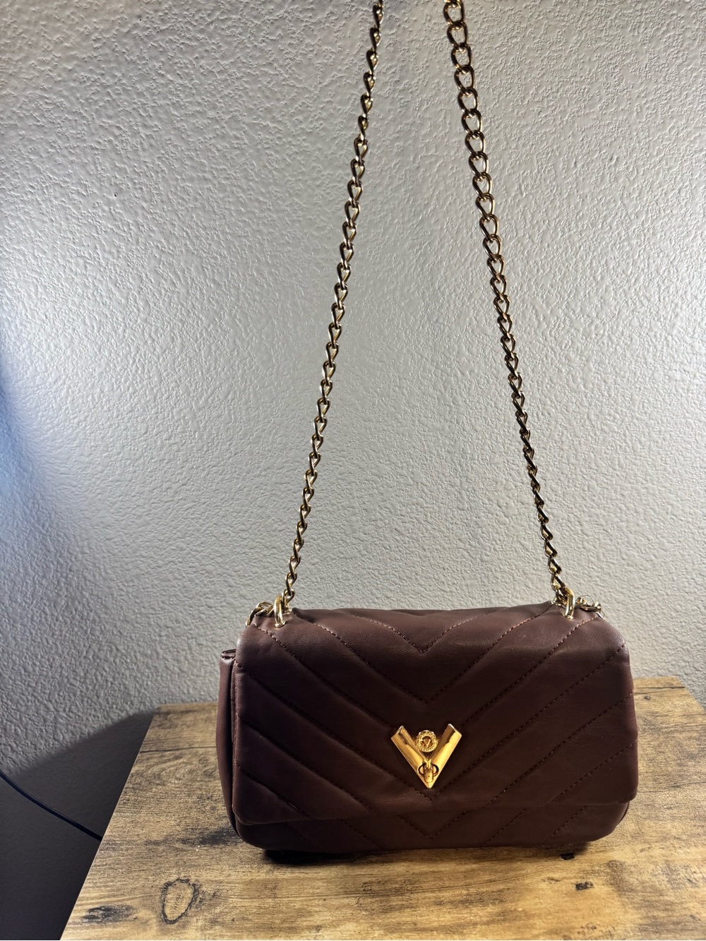 Valentino Orlandi | Brown Quilted Chain Shoulder Bag | Gold Hardware - Picture 11 of 12